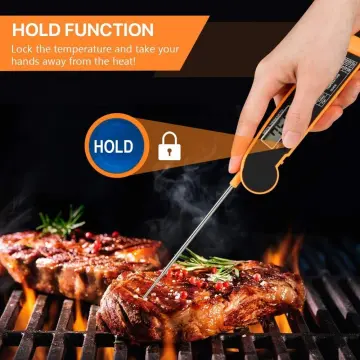 1pc Black Meat Thermometer And Timer, Instant Read Digital Cooking  Thermometer, Electronic Food Temperature Gauge With Long Probe For Kitchen,  Milk, Candy, Bbq And Grilling