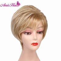 Amir Short Blonde Wig Light Brown Bob Wigs For Beautiful Women Perruque Heat Resistant Fiber Daily False Hair Straight Wigs Gift ของขวัญ