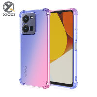 XICCI สำหรับ Vivo Y35 2022 4กรัมไล่โทนสีสีที่ครอบคลุมกรณี Soft TPU ซิลิโคนโทรศัพท์กรณีปกหลังกันกระแทกปลอก