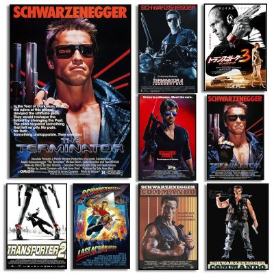 Terminator นิยายวิทยาศาสตร์ภาพยนตร์ Art Schwarzenegger พิมพ์โปสเตอร์ผ้าใบสำหรับตกแต่งห้องนั่งเล่น Home Wall Picture