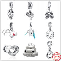 ใหม่ 925 เงินสเตอร์ลิงสมองปอดอุจจาระหัวใจพยาบาล Charm Fit Pandora Charms สร้อยข้อมือลูกปัด DIY ผู้หญิงเครื่องประดับทำ-Souyine