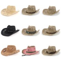 Fashion Hollowed Handmade Cowboy Straw Hat Women Men Summer Outdoor Travel Beach Sun Hats Unisex Solid Western Sunshade Cap Hot