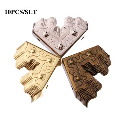 10 Pcs Vintage Style Jewelry Box Corner Brackets Wooden Case Corner Protector Decorative Corner for Furniture Metal Crafts