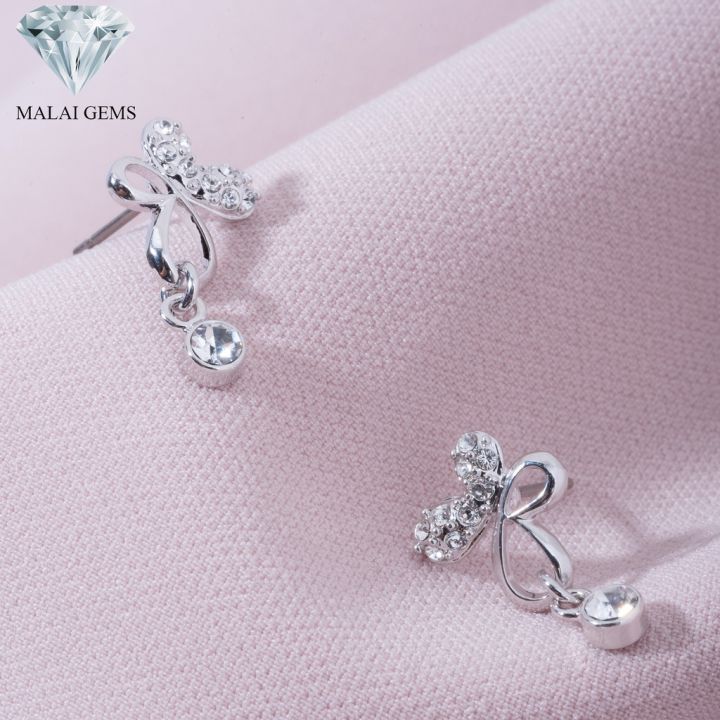 malai-gems-ต่างหูเพชร-เงินแท้-silver-925-เพชรสวิส-cz-เคลือบทองคำขาว-รุ่น-31000830-แถมกล่อง-ต่างหูcz-ต่างหูเงินแท้