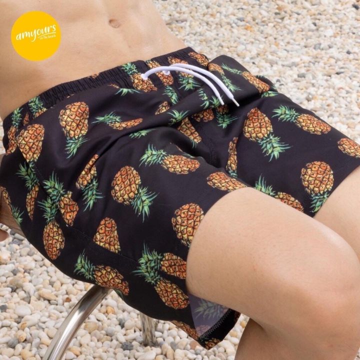 amyours-on-the-beach-กางเกงขาสั้นชาย-คุณภาพดี-ว่ายน้ำ-เดินชายหาด-รุ่น-mens-summer-ลาย-pineapple