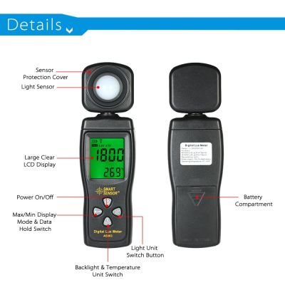 SMART SENSOR AS803 Mini Digital Lux Meter 0-200000 Lux