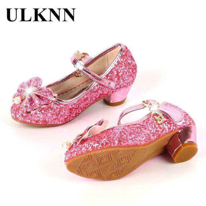 ulknn-princess-kids-leather-shoes-for-girls-flower-casual-glitter-children-high-heel-girls-shoes-butterfly-knot-blue-pink-silver