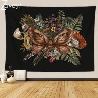 New Psychedelic Black Night Mystery Butterfly Print Tapestry Mushroom Leaf Forest Plant Floral Goblincore Series Witch Tapestry