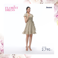ชุดเดรส Jousse Dress ชุดเดรสสีเบจลาย Florist ผ้าชีฟอง แต่งระบาย (JZ1ABE)