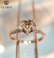 Heart Rings For Women Bridal Wedding Fashion Jewelry Engagement Ring Cubic Zirconia Elegant Anel Bijoux Femme CC048