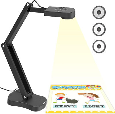 PAKOTOO 8MP USB Document Camera for Teachers and Classroom for A3 A4 Size with Dual Mic, 3-Level LED Light, Up and Down, Left and Right Image Inversion, for Distance Teaching &amp; Learning
