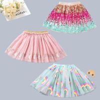 Baby Girls Sequins Tutu Skirts Kids Elastic Waist Pettiskirt Princess Tulle Skirt Rabbit Stars Mini Skirts Children Clothing Dresses