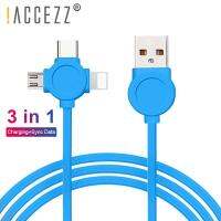 !ACCEZZ TPE USB Charging Cable Lighting For iPhone X 8 Plus Micro USB Type-C For Xiaomi Huawei Samsung For oppo htc vivo phone cable 3 in 1 Fast Charg