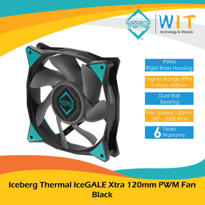 Iceberg Thermal IceGALE Xtra 120mm PWM Fan - Black/Gray/Teal | Lazada