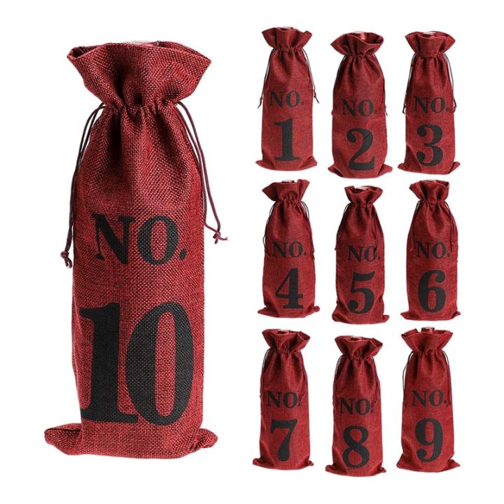 1-to-10-burlap-wine-bags-blind-wine-tasting-wine-bags-wedding-table-numbers-wine-tasting-bags-party-christmas-10-pcs-red