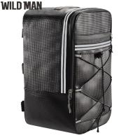 [WILD MAN] กระเป๋าห้อยท้ายจักรยานเสือภูเขา15ลิตร,ถุงใส่ของกันน้ำพร้อมแถบสะท้อนแสงและซิปมีกระเป๋าหลายช่องยืดหยุ่น