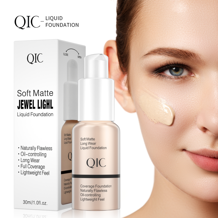 QIC Face Makeup Base Liquid Foundation Matte Natural Concealer Poreless