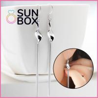 SUN BOX 1 Pair ผู้หญิง เงิน ของขวัญ ผิดปกติ ต่างหูห้อย ต่างหูห้อย เครื่องประดับ พู่ยาว