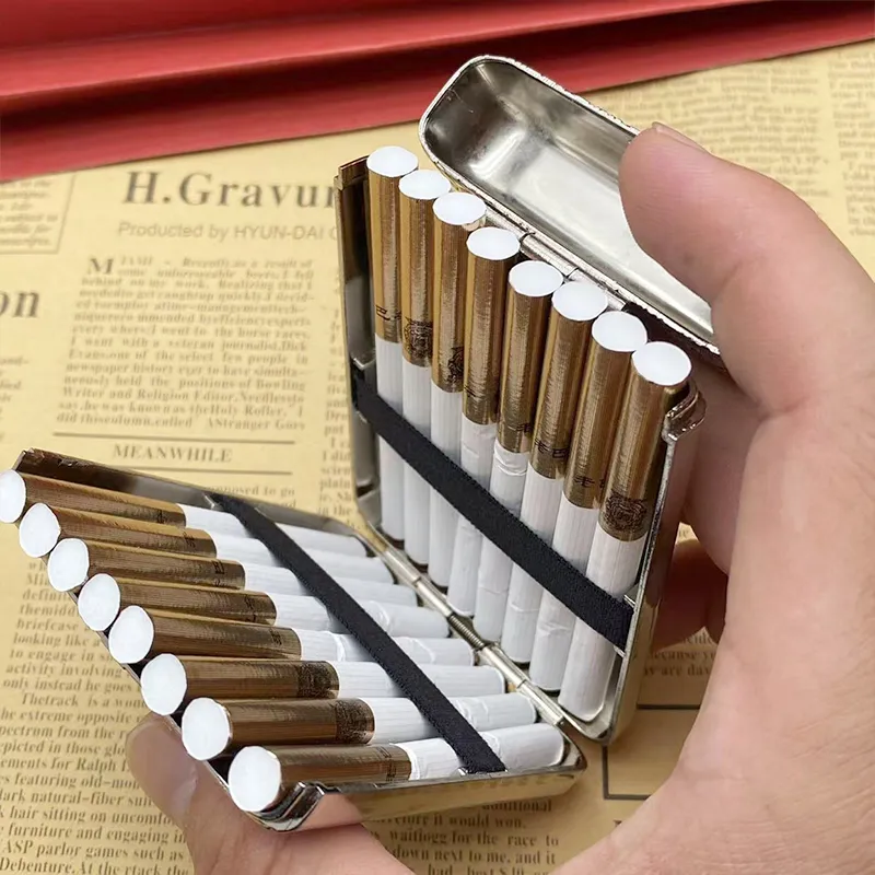 New Luxury Vintage Engraved Cigarette Case Shelby Container Pocket  Cigarette Case Holder Cigarette Storage Box Men‘s Gift