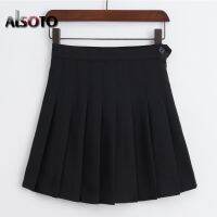 Limited Time Discounts ALSOTO Summer New Women Short Skater Skirt Fashion Korean Version Solid Color Casual Mini High Waist Pleated Skirts Faldas