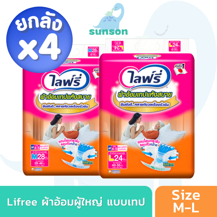 ยกลังx4-lifree-ผ้าอ้อมผู้ใหญ่แบบเทป-ไลฟ์รี่-ผ้าอ้อมผู้ใหญ่-แบบเทป-แห้งสบาย-ไซซ์-m-l-แพมเพิสผู้ใหญ่-แพมเพิสผู้ใหญ่แบบเทป