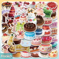 ✨ Konka 50pcs INS Style สติ๊กเกอร์การ์ตูนเค้กสติกเกอร์อาหาร DIY ตู้เย็นโทรศัพท์กระเป๋าแล็ปท็อปโน้ตบุ๊ครถสติ๊กเกอร์ติดผนังเด็กของเล่น