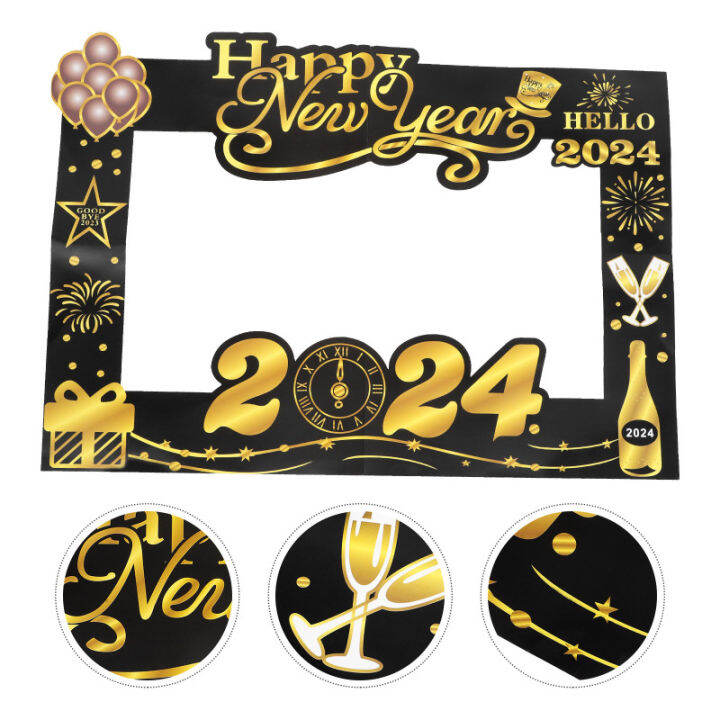 RUDMALL 2024 Happy New Year Photo Frames Party Decorations Supplies ...