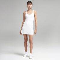 Align Spring And Summer New U-neck Sports Dress With Chest Pad Elastic Breathable Fitness Anti-Light Yoga Clothing For LUluWomen