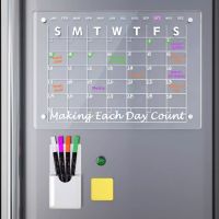 Fridge Magnet Sticker Calendar Board Planner Reusable Magnetic Dry Erase Board Schedule Transparent Acrylic Fridge Message Menu
