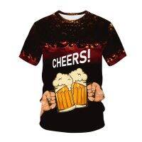 Summer mens River breathable round neck short sleeve beer cheers