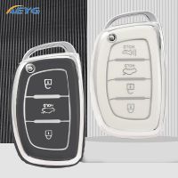 {Lili Car product} โครงเปลือกนอกเคส Kunci Remote Mobil TPU ใหม่สำหรับ Hyundai Tucson Santa Fe Rena Sonata Elantra Creta Ix35 Ix25 I10 I30 I40 4ปุ่ม