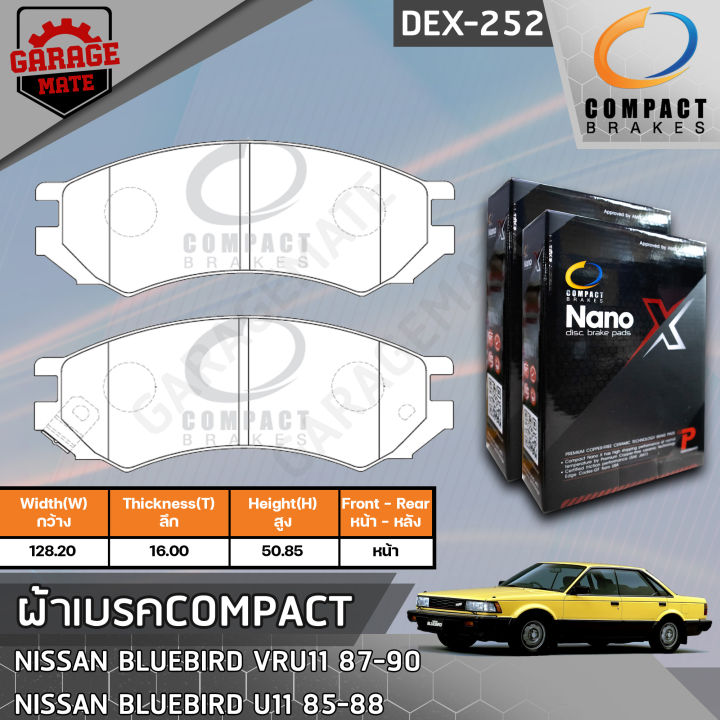 compact-ผ้าเบรคหน้า-nissan-bluebird-vru11-1-6-87-90-u11-1-8-85-88-รหัส-252