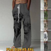 กางเกงเอวหลวมสำหรับผู้ชาย,กางเกงหลวมยืดหยุ่นพิมพ์ลายอะนิเมะโครงกระดูกกางเกง XS-8XL