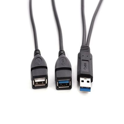 USB Ekstensi Ganda A-male Ke 2 A-female Y Kabel Konverter Adaptor Daya USB 3.0 Laki-laki Ke 2 USB Ganda Perempuan Y Pengisi Daya Splitter