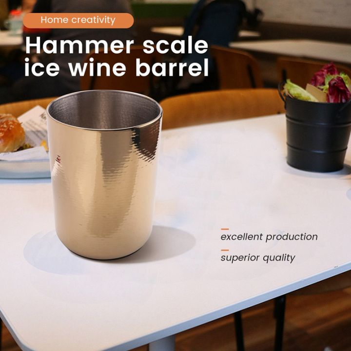 stainless-steel-champagne-bucket-home-hammered-ice-wine-bucket-ktv-wine-cooler-ice-square-bucket-beer-bucket