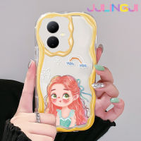 Jlingji เคสสำหรับ VIVO Y76 Y76s Y74s 5G Y36 Y77 Y77E 5G Y78 Y78 5G + 5G IQOO Z6 Lite 5G เคสการ์ตูนรูปแอเรียล5G ดีไซน์ใหม่เนื้อครีมขอบคลื่นนุ่มเคสมือถือโปร่งใสลายกล้องถ่ายรูปฝาครอบป้องกันอย่างอ่อนโยน