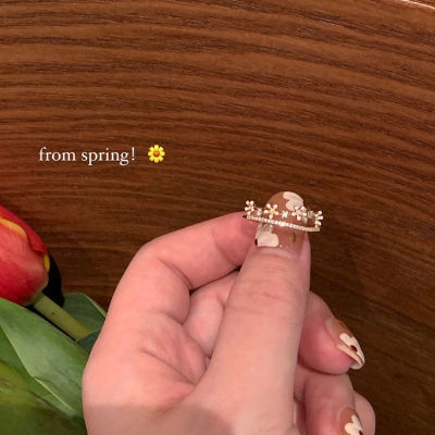 [COD] แหวนนิ้วชี้เปิดสองชั้นหญิง 2022 ดอกไม้อินเทรนด์ใหม่หรูหราเบาๆการออกแบบเฉพาะบุคลิกแฟชั่นระดับไฮเอนด์
