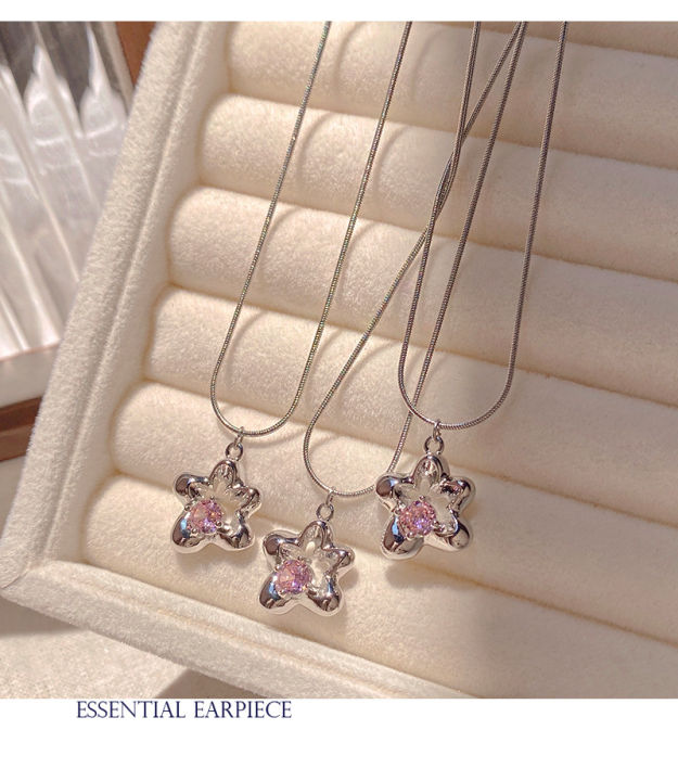 simple-versatile-clavicle-chain-personality-pendant-sweet-pink-diamond-necklace-advanced-sense-pendant-cool-wind-necklace