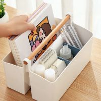 Portable Basket with Handle, Plastic Craft Storage Organizer Tote with Adjustable Divided for Makeup