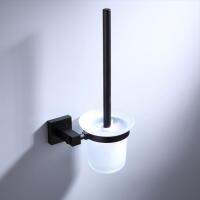 Space Aluminum Black Toilet Brush Holder Frosted Glass Cup Set Hotel / Home Bathroom Toilet Brush Hardware Pendant