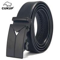 CUKUP High Quality Charming Men Cow Leather Belts Formal Black Automatic Metal Belt Men Buckle Genuine Accessories Pants NCK680