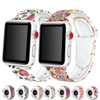 Strap For Apple Watch band 44mm 40mm 42mm 38mm smartwatch correa Printed silicone wristband Printing bracelet iwatch 4 3 6 5 se Straps