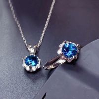 [COD] new simulation spinel sapphire ring female and cross-border open dark blue diamond treasure