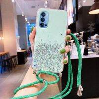 （A Boutique）เคสโทรศัพท์สำหรับ OPPO Reno4 4G 5G Reno 4 Pro สไตล์ Lanyard Bling Glitter Soft Tpu ฝาครอบโปร่งใส