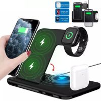 ZZOOI 15W Qi Fast 4 In 1 Wireless Charger Stand For iPhone 13 12 Apple Watch Adjustable Angle Stand Foldable Charging Dock for Airpods