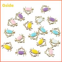 OSIDE 40pcs สีแบบสุ่ม เครื่องรางปู ธีมทะเล 40ชิ้นค่ะ เครื่องประดับเคลือบรูปสัตว์ทะเล สร้อยคอสำหรับผู้หญิง การทำเครื่องประดับ สำหรับผู้หญิง