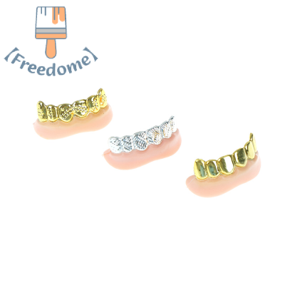 【Freedome】 1PC Bling grillz ฟันปลอมจำนวนมากฮาโลวีนวันเกิดพรรคทองเงิน