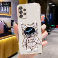 AnDyH Phone Case SAMSUNG Galaxy A52 5G/A52 4G/A52s 5G/A53 5G/A72 5G/A72 4G/A73 5G 6DStraight Edge Plating+Quicksand Astronauts who take you to explore space Bracket Soft Luxury High Quality New Protection Design