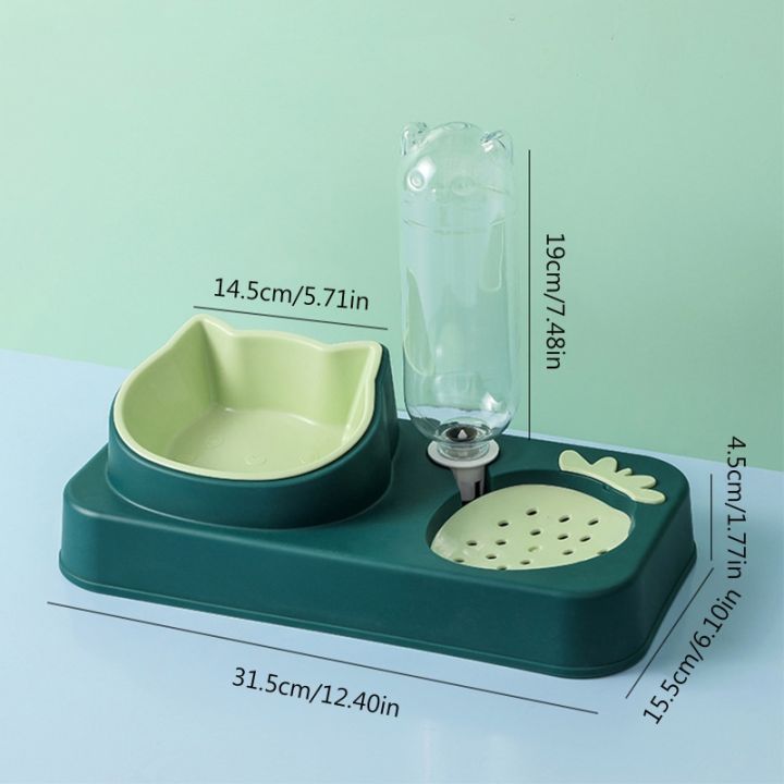 2-in-1-pet-tableware-ชามอาหารสุนัข-no-spill-automatic-water-dispenser-combo-set-สำหรับแมวชามสูง