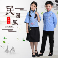 【cw】 Childrens Republic of China Clothing Student Clothing May 4th Young Mans Jacket Zhongshan Clothing Republic of China Style Chorus Costume Han Chinese Clothing Female